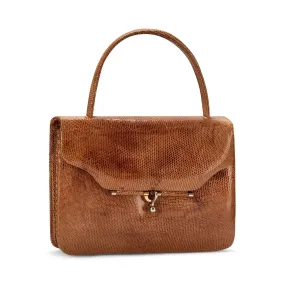 1960s Tan Lizard Clasp Bag