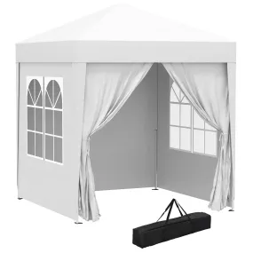 2 x2m Pop Up Gazebo Canopy Party Tent Wedding Awning W/ free Carrying Case White   Removable 2 Walls 2 Windows-White