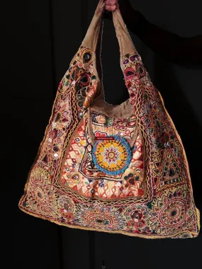 713 SOLD Huge Vintage Embroidered Bag Rabari Tribal textile