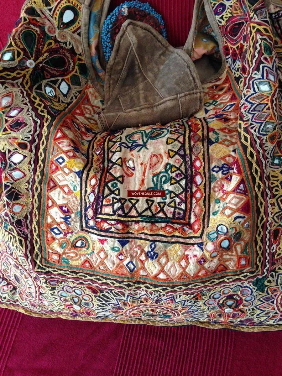 713 SOLD Huge Vintage Embroidered Bag Rabari Tribal textile