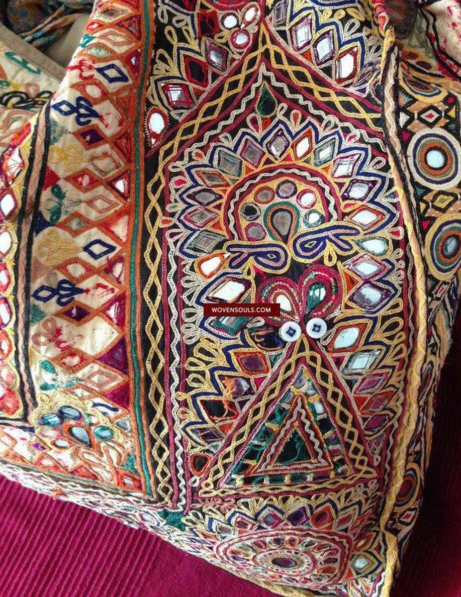 713 SOLD Huge Vintage Embroidered Bag Rabari Tribal textile