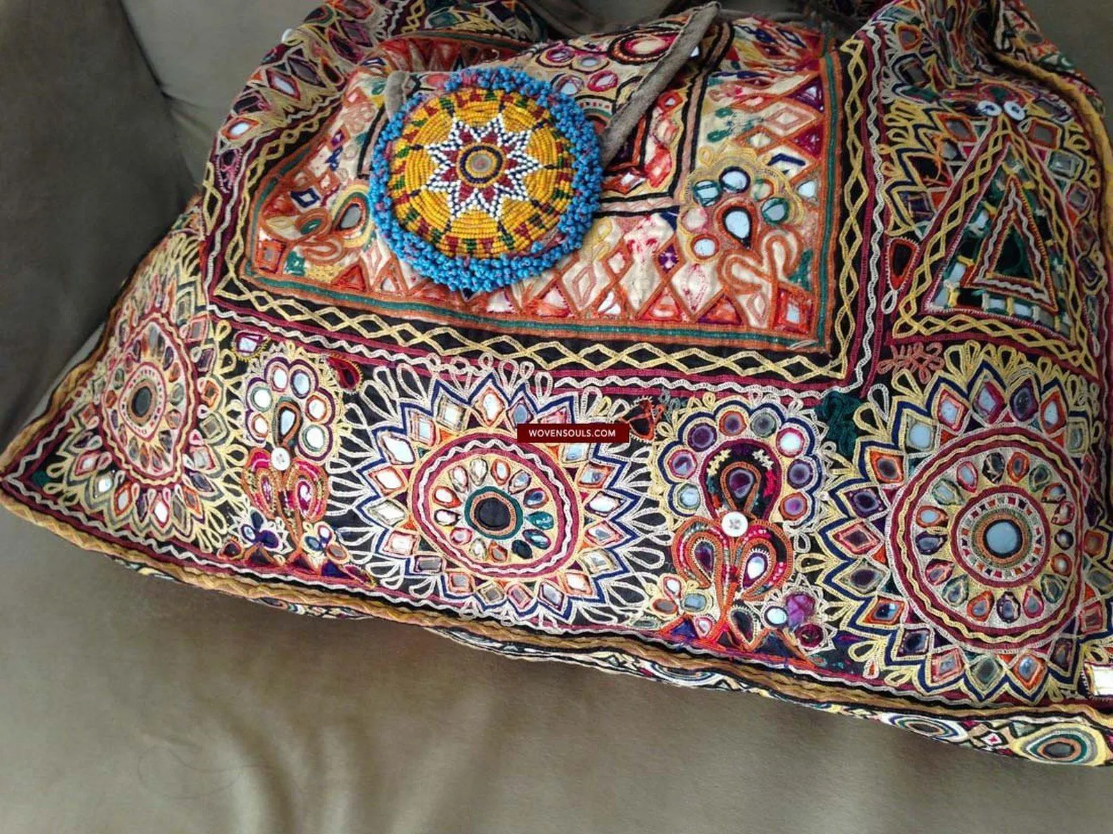 713 SOLD Huge Vintage Embroidered Bag Rabari Tribal textile