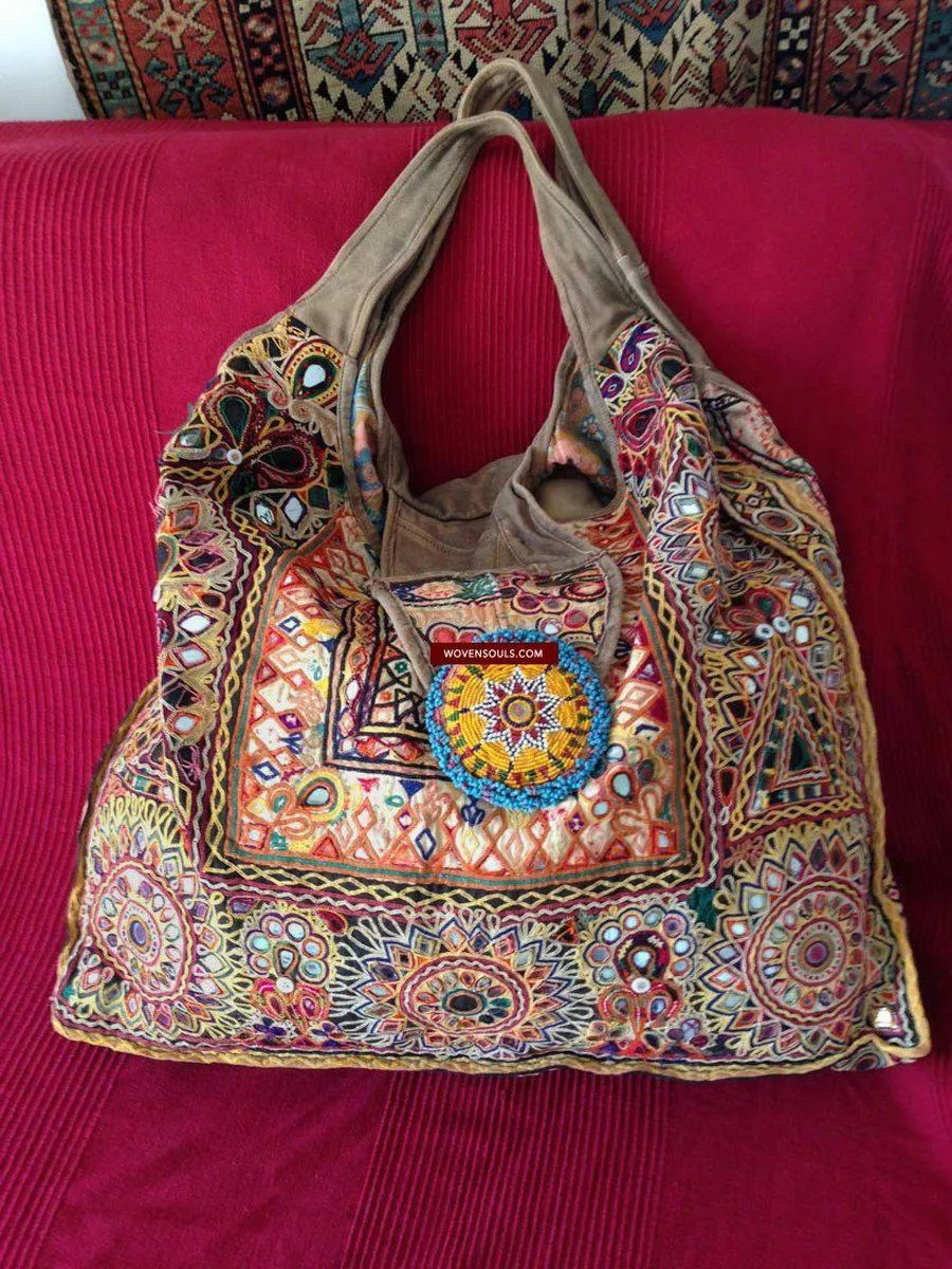 713 SOLD Huge Vintage Embroidered Bag Rabari Tribal textile