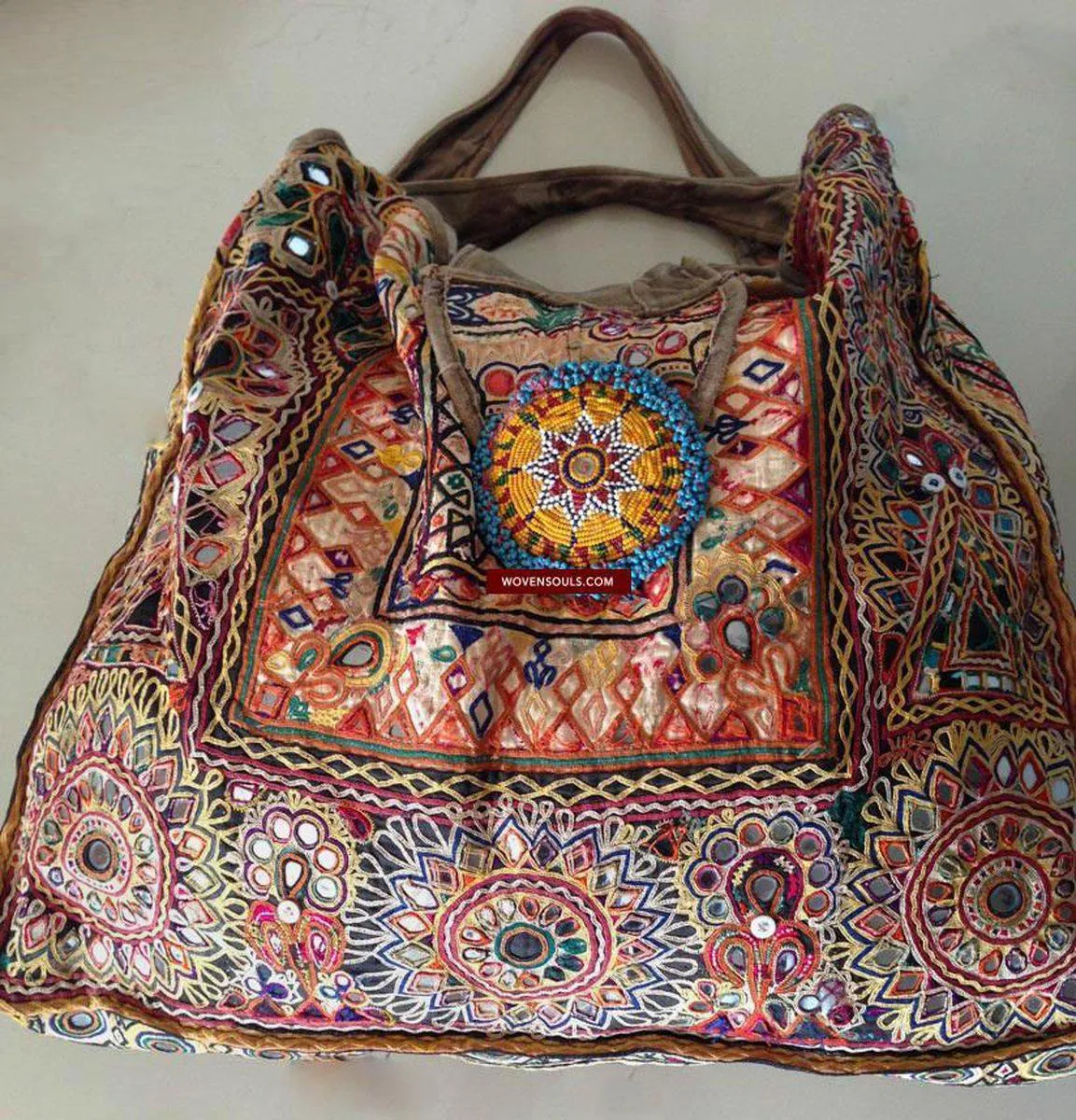 713 SOLD Huge Vintage Embroidered Bag Rabari Tribal textile