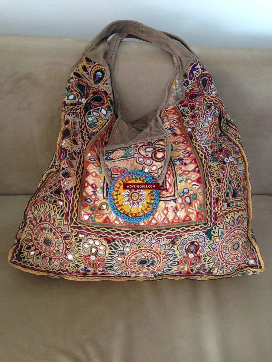 713 SOLD Huge Vintage Embroidered Bag Rabari Tribal textile