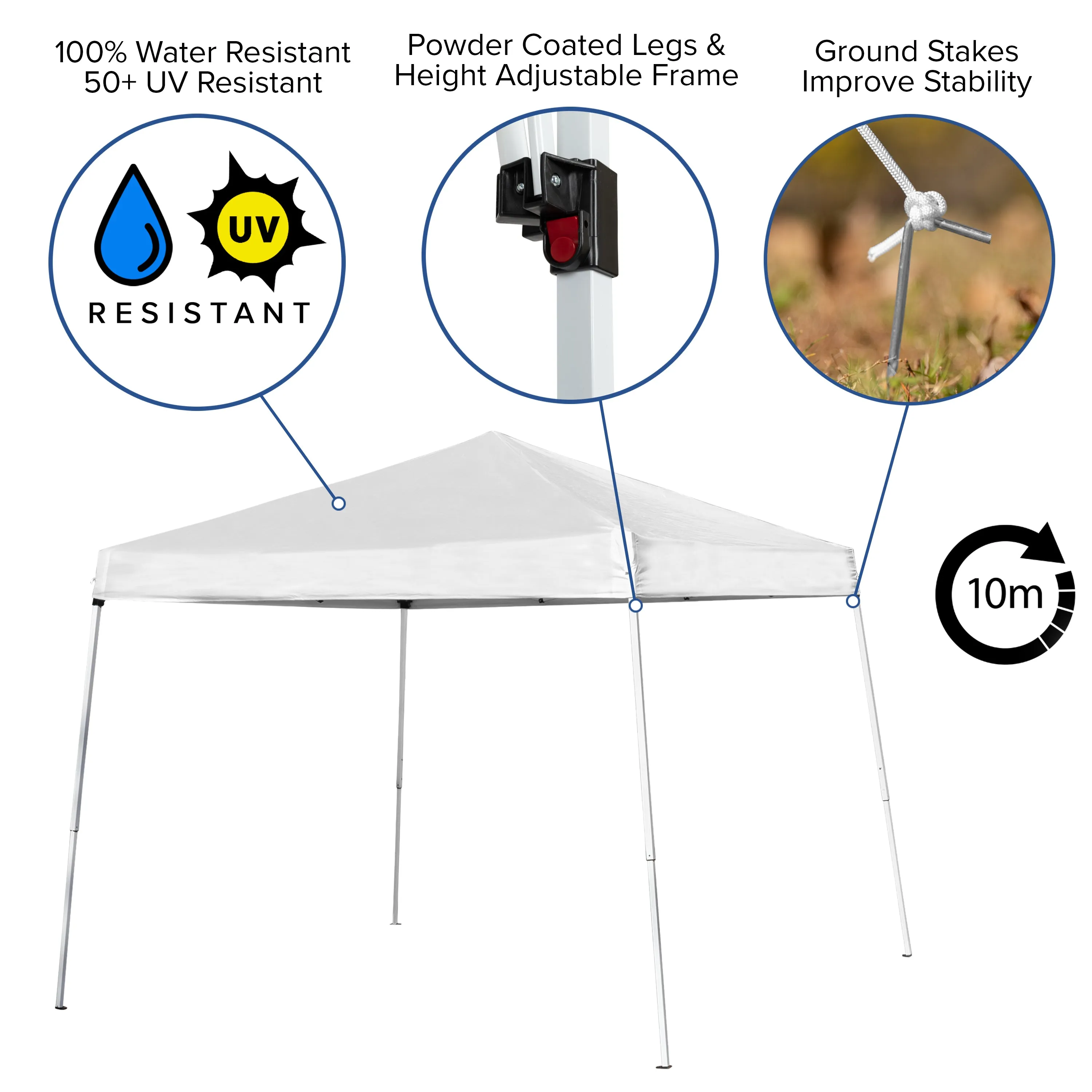 8'x8' White Pop Up Canopy JJ-GZ88-WH-GG