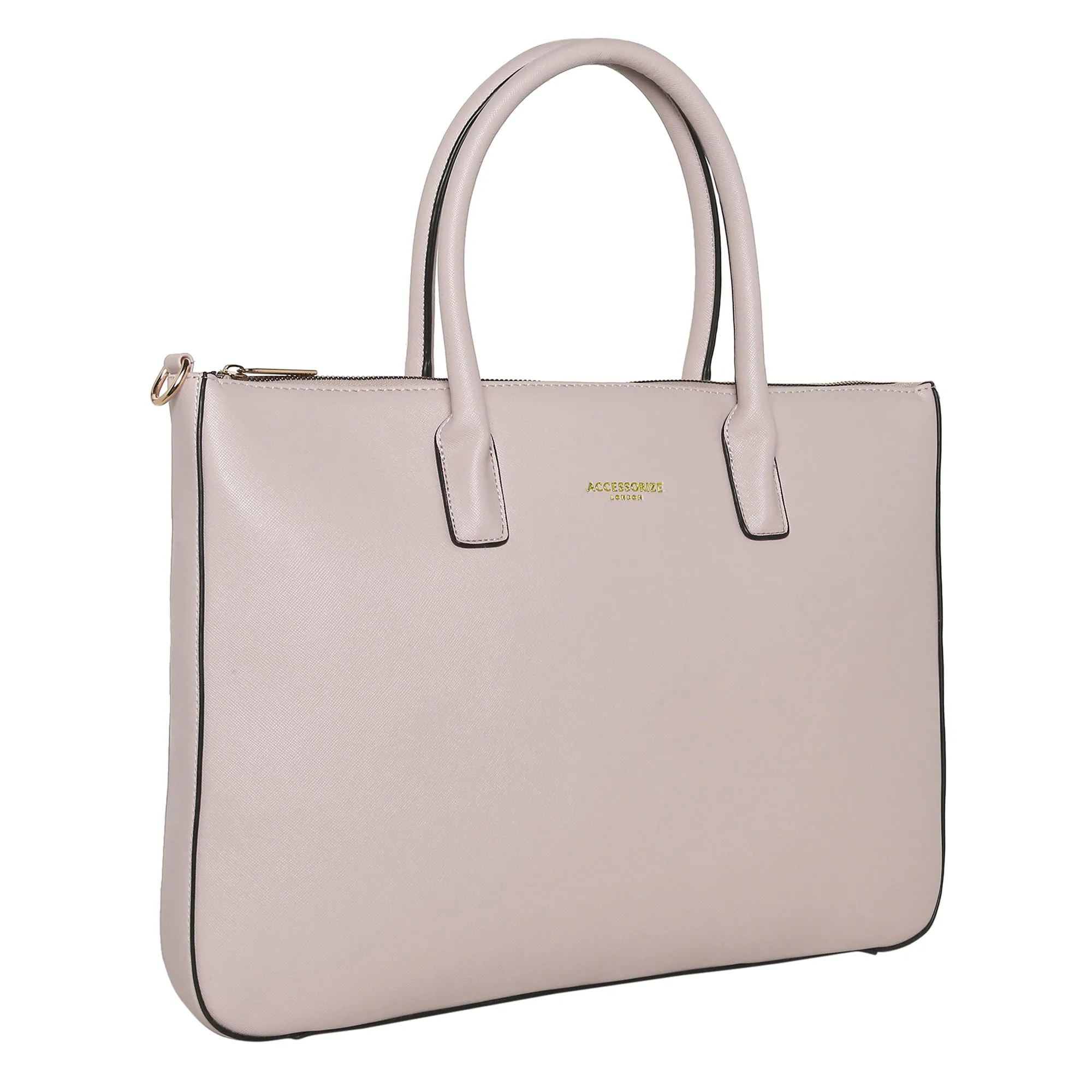 Accessorize London Women's Faux Leather Light Pink Sapphire laptop handheld Bag