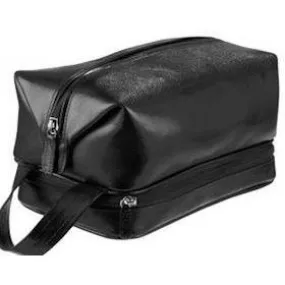 Adpel Italian Leather Toiletry Bag Black