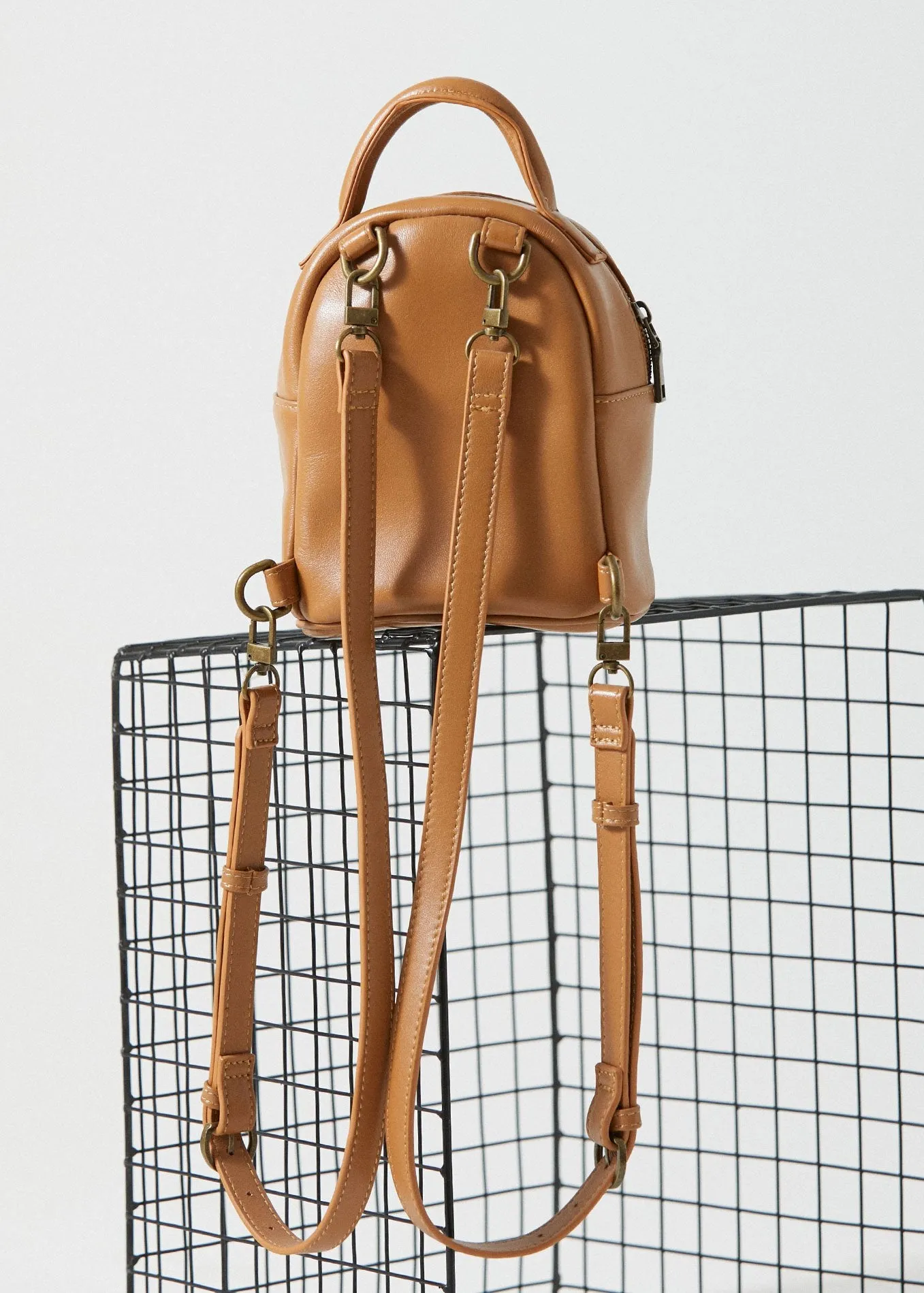 Afends Unisex Thea - Leather Adjustable Mini Backpack - Tan