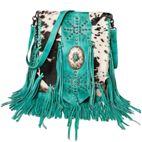 American Darling Cowhide Hair On Turquoise Crossbody Bag ADBGM253C