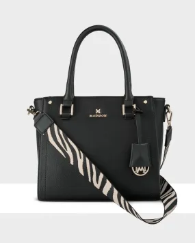 Angie Medium 3 Compartment Satchel Bag   Zebra Bag Strap