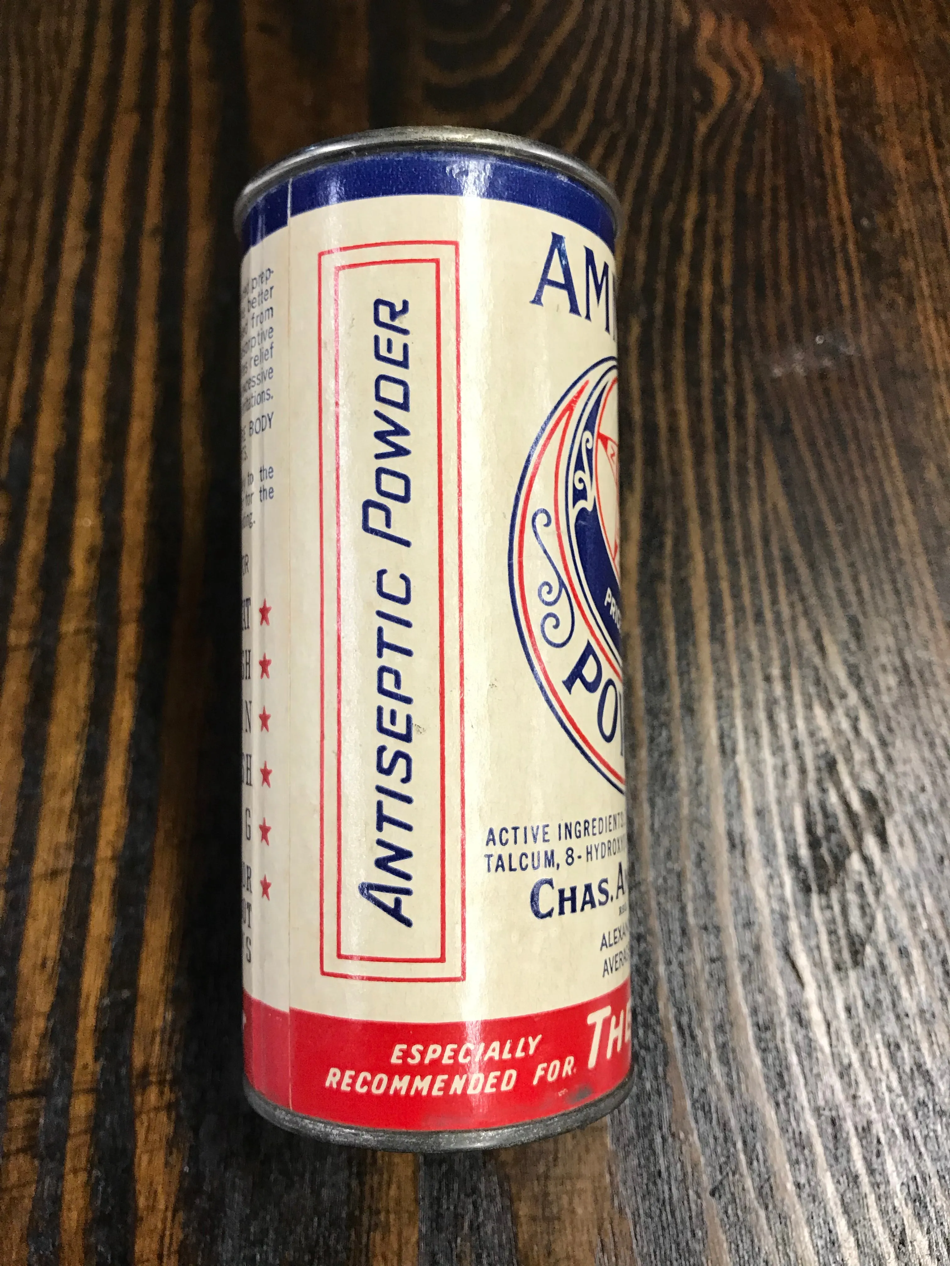 Antique Ammen’s Baby Powder Tin Packaging with Powder Inside