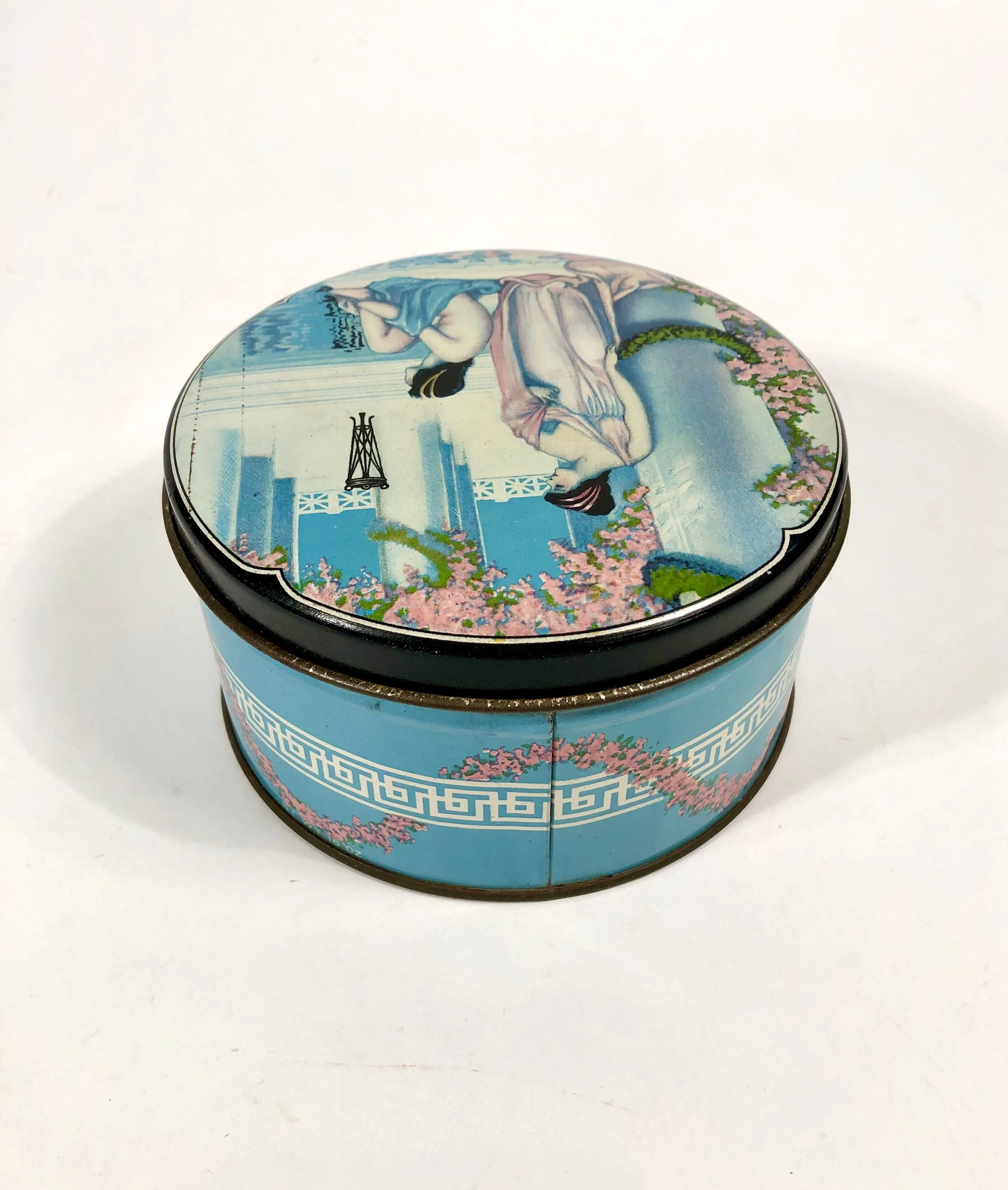 Antique GRECIAN ROSE Perfumed Talcum Powder Tin || Darnee, Powder and Puff