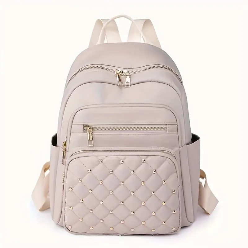 Argyle Rivets Travel Daypack Stylish & Casual Leisure Backpack for Women