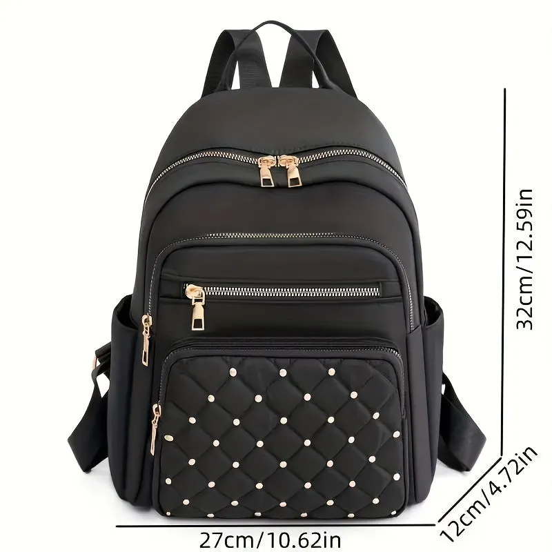 Argyle Rivets Travel Daypack Stylish & Casual Leisure Backpack for Women