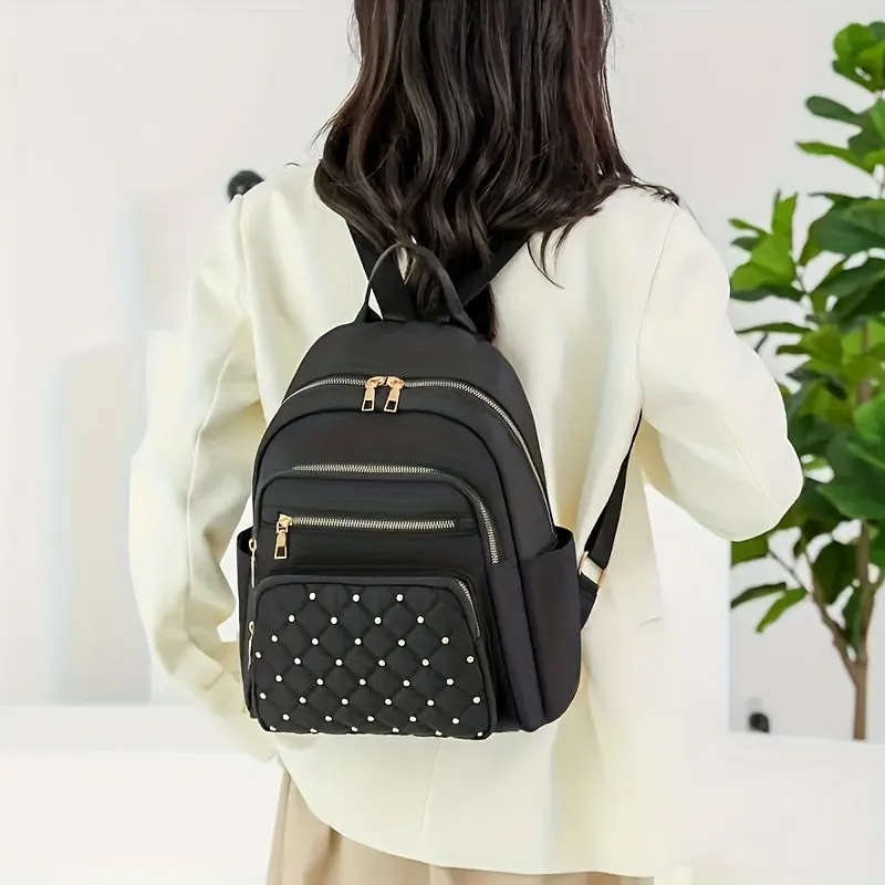 Argyle Rivets Travel Daypack Stylish & Casual Leisure Backpack for Women