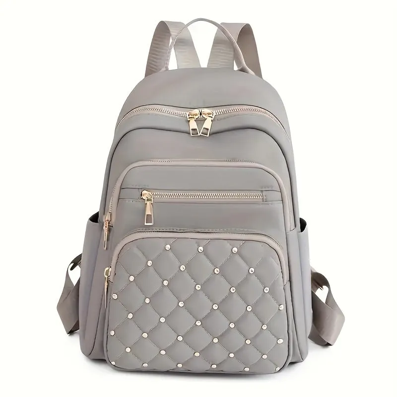 Argyle Rivets Travel Daypack Stylish & Casual Leisure Backpack for Women