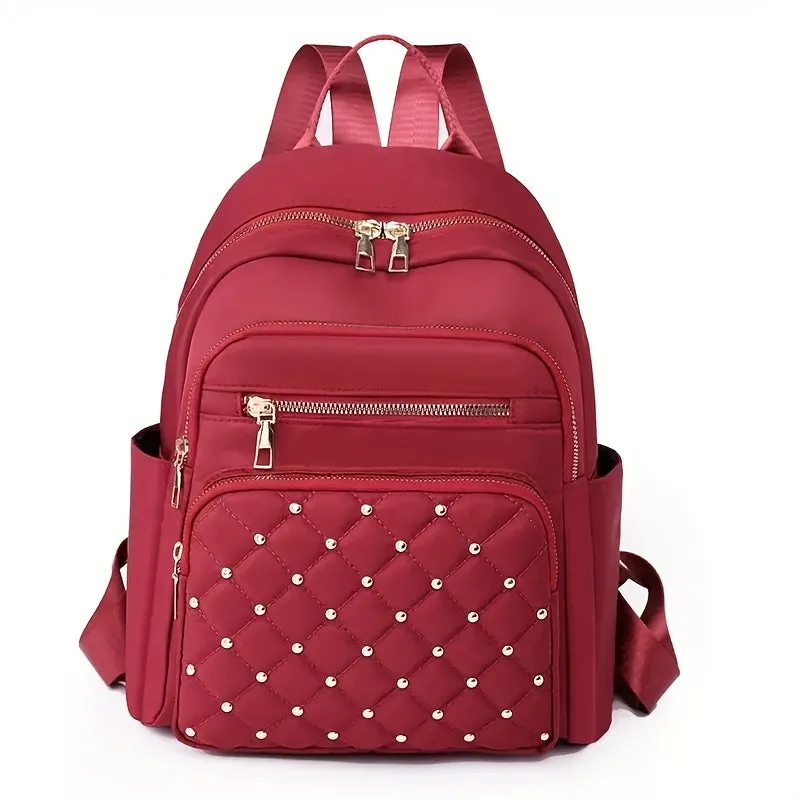 Argyle Rivets Travel Daypack Stylish & Casual Leisure Backpack for Women