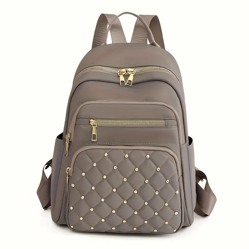 Argyle Rivets Travel Daypack Stylish & Casual Leisure Backpack for Women