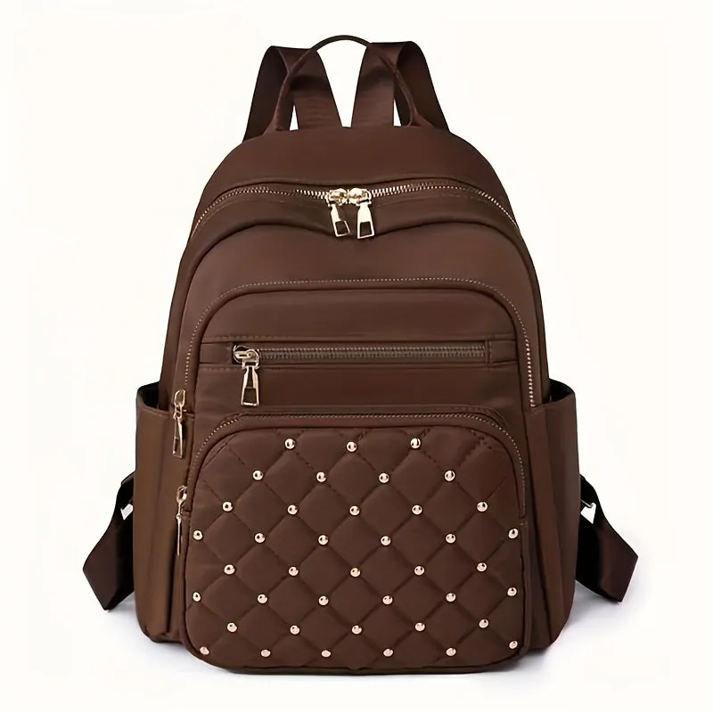 Argyle Rivets Travel Daypack Stylish & Casual Leisure Backpack for Women