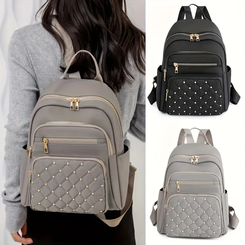 Argyle Rivets Travel Daypack Stylish & Casual Leisure Backpack for Women