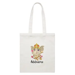 Artistic Ganesha Addname White Canvas Bag