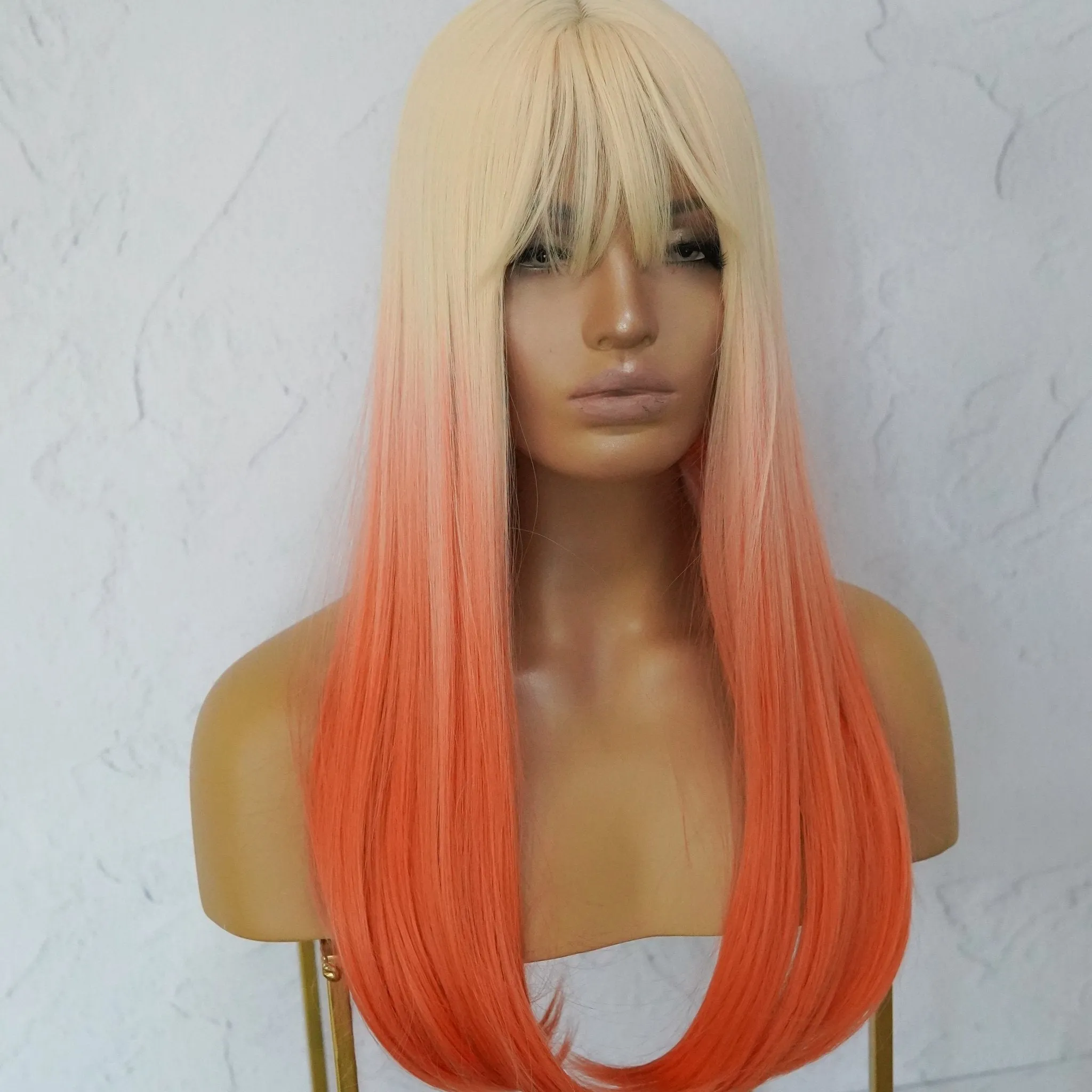 ASHLEY Ombre Peach Fringe Wig