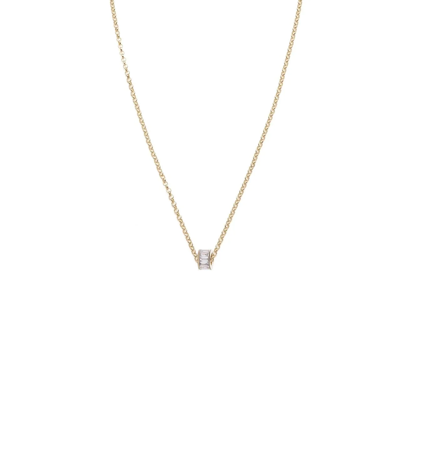 Baguette Diamonds : Heart Beat Fine Belcher Chain Necklace