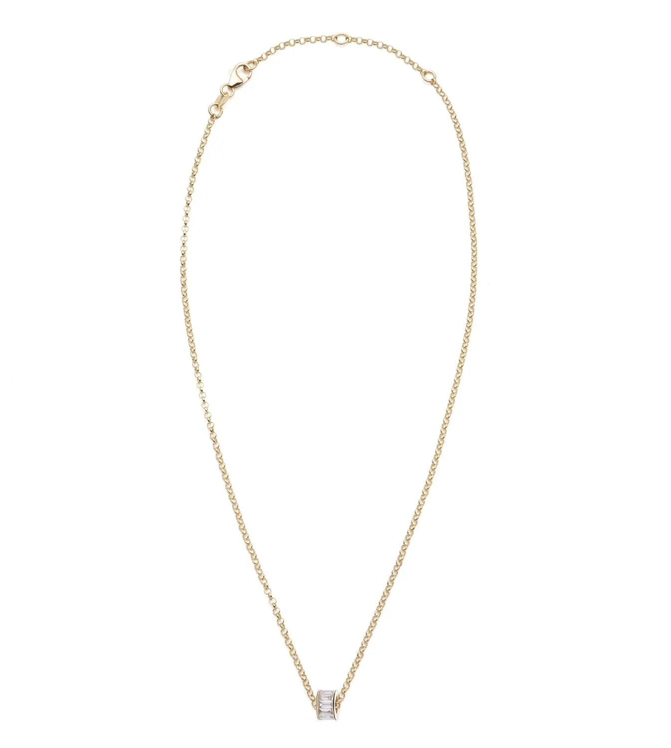 Baguette Diamonds : Heart Beat Fine Belcher Chain Necklace