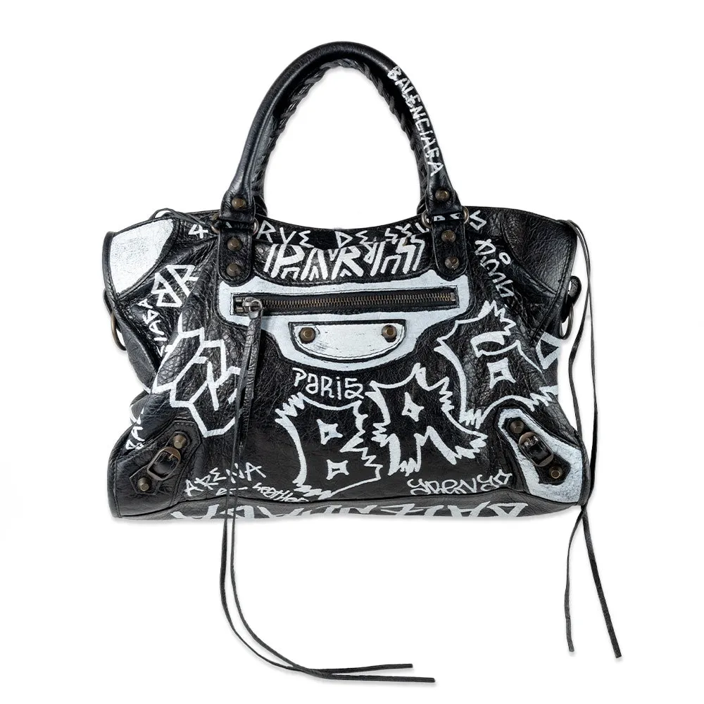 Balenciaga Motocross Graffiti Classic City Bag