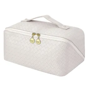 Basket Weave Cream NGIL Large Faux Leather Travel Toiletry