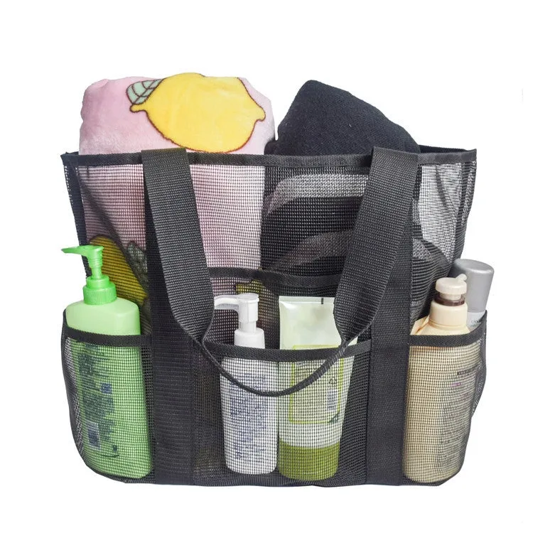 Beach Storage Bag Mesh Toiletry Cosmetic Bag (Black)