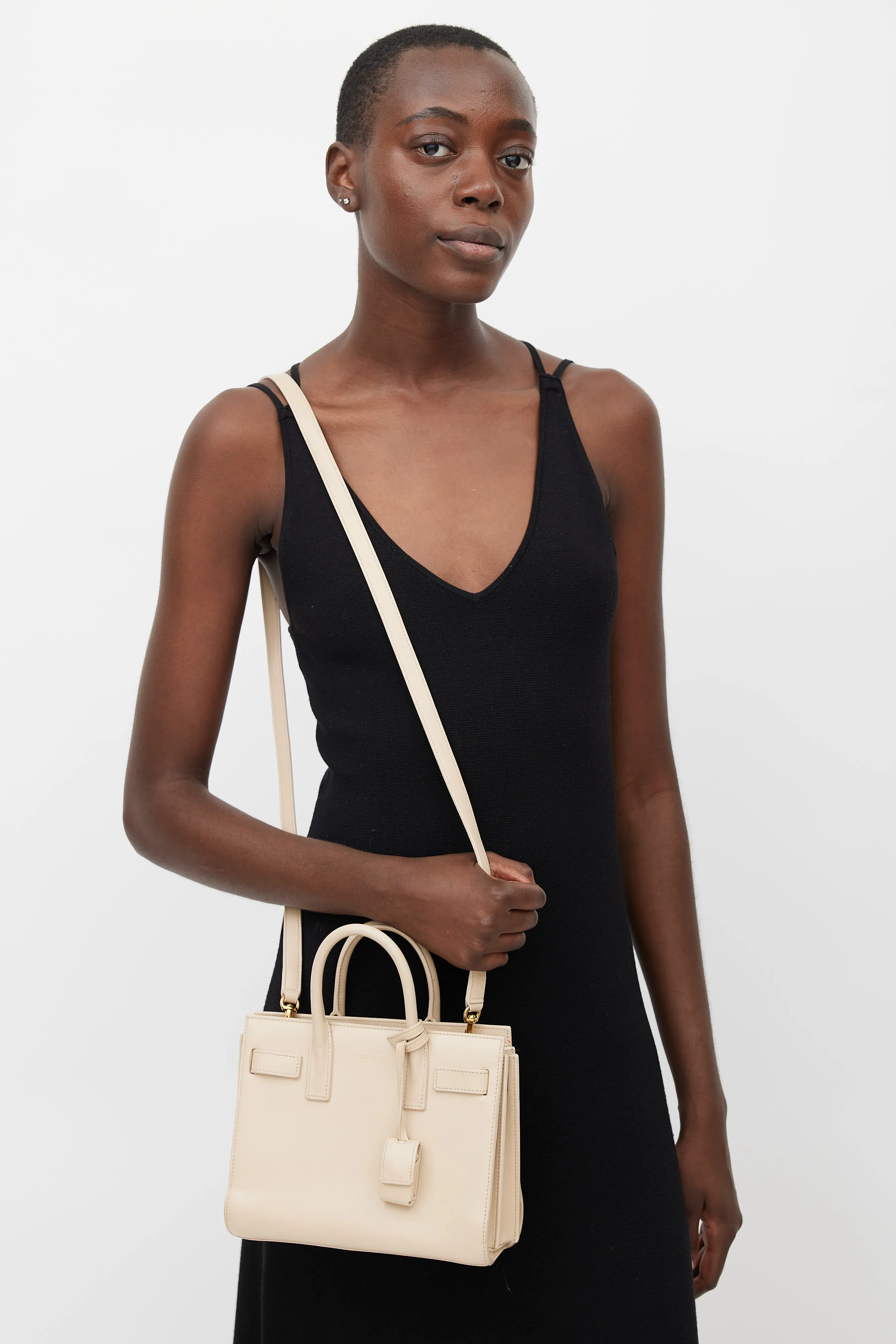 Beige Nano Sac De Jour Crossbody Bag