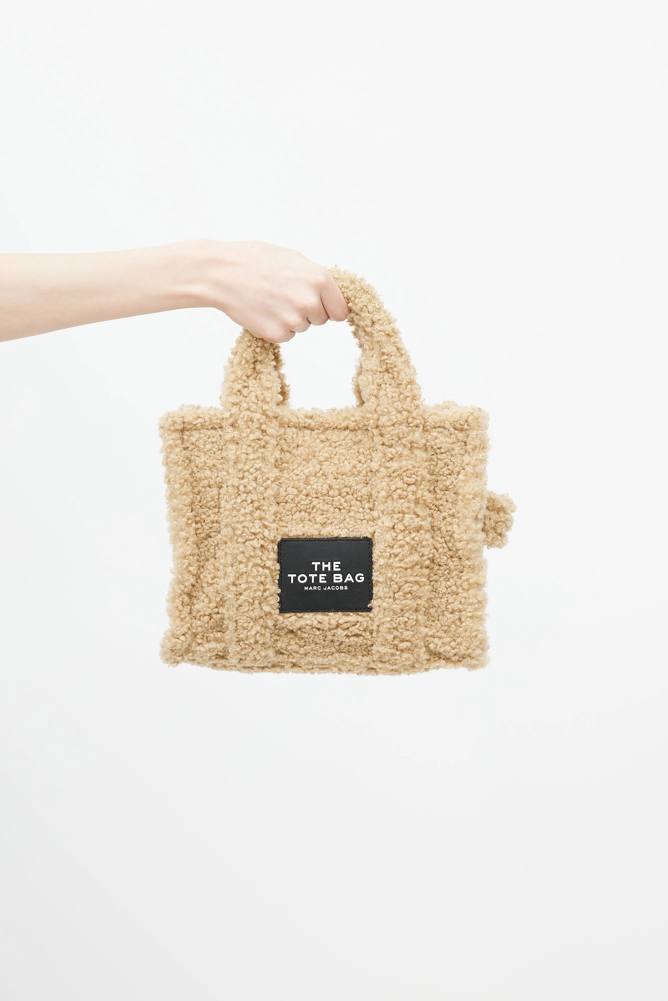 Beige Shearling Mini "The Tote Bag" Crossbody