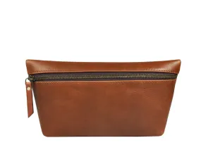 Belleza Leather Makeup Bag - Saddle