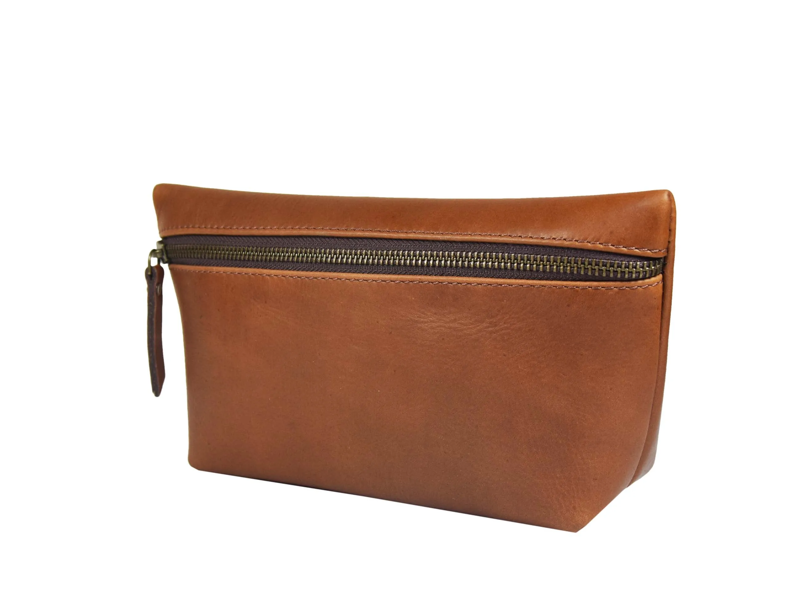 Belleza Leather Makeup Bag - Saddle