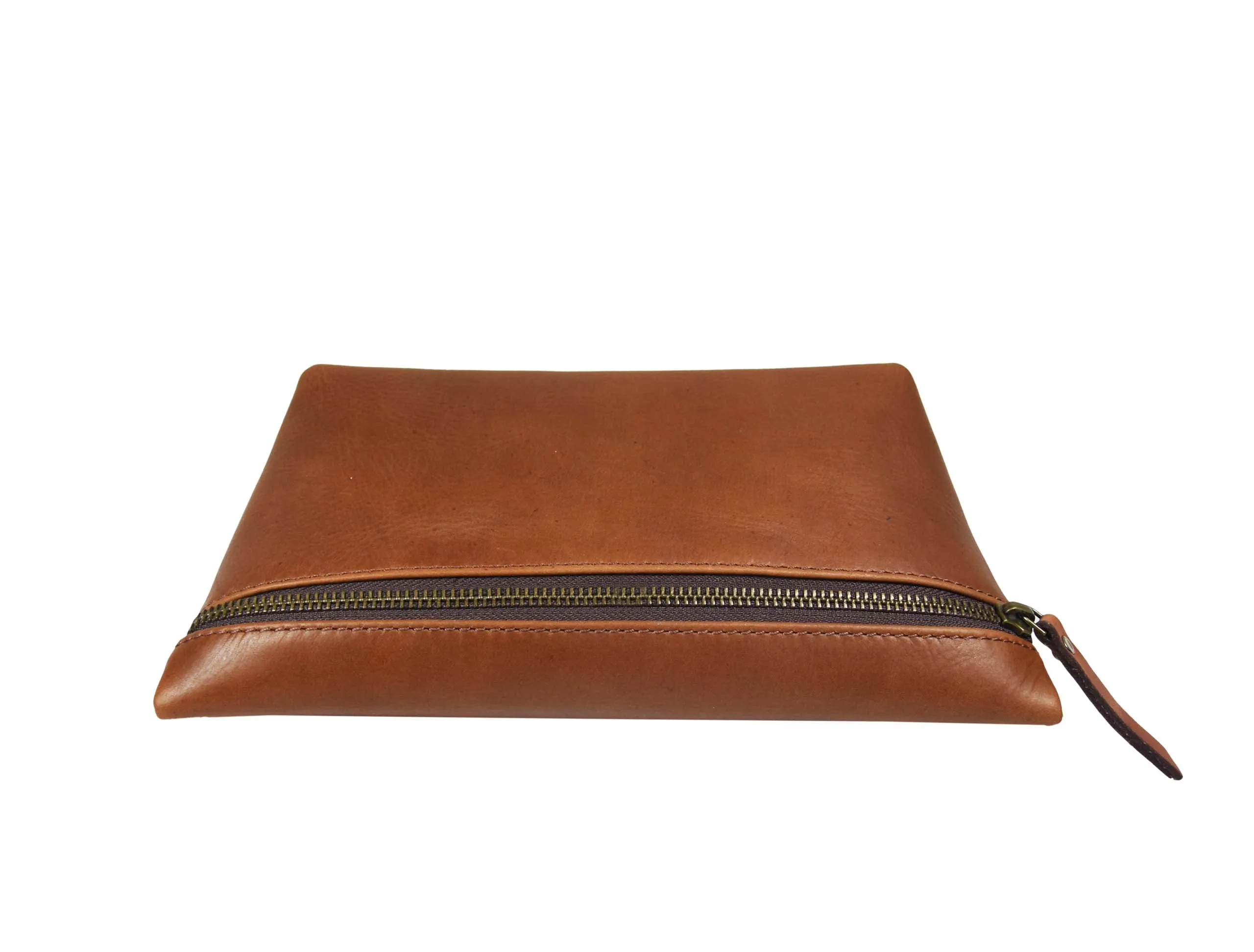 Belleza Leather Makeup Bag - Saddle