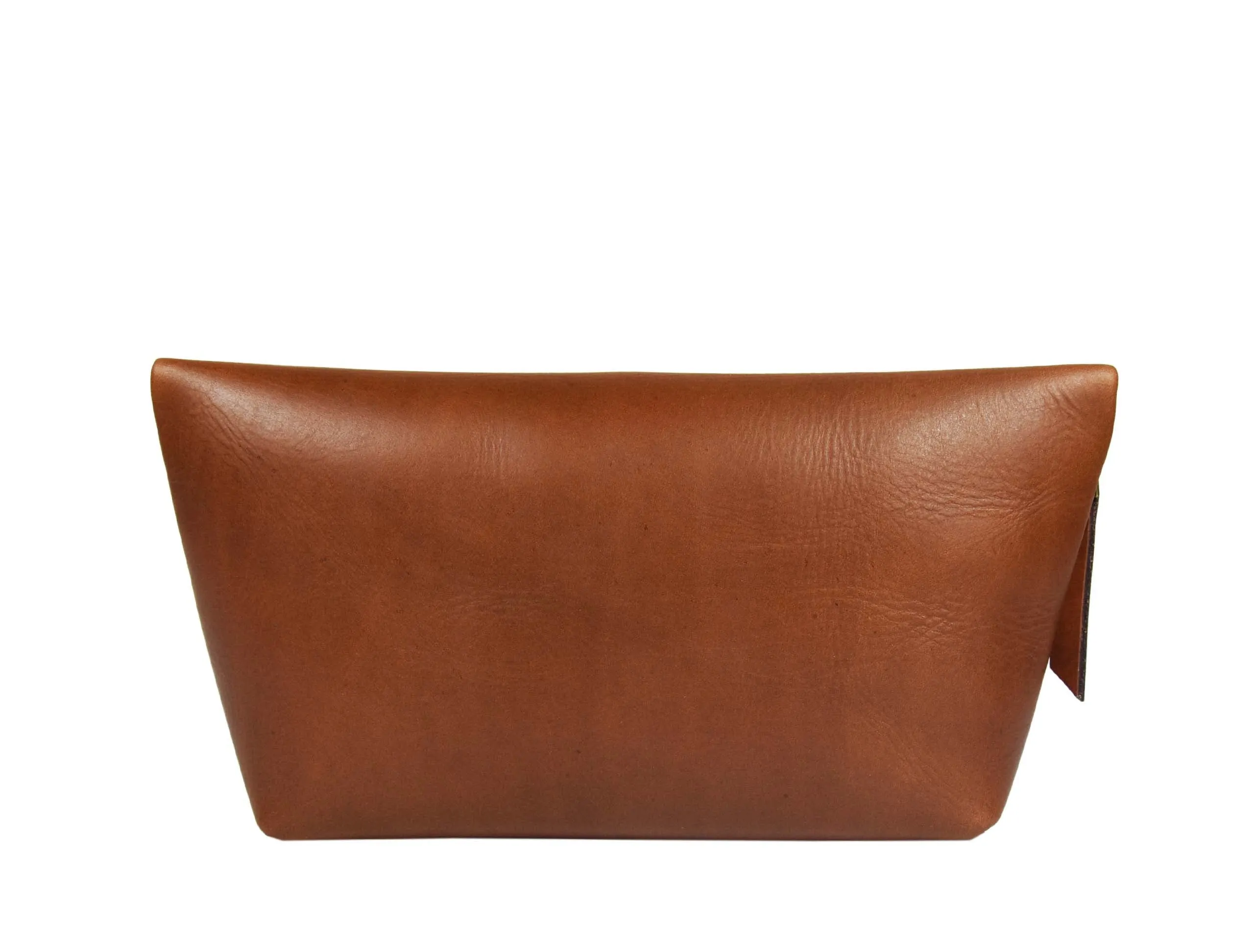 Belleza Leather Makeup Bag - Saddle