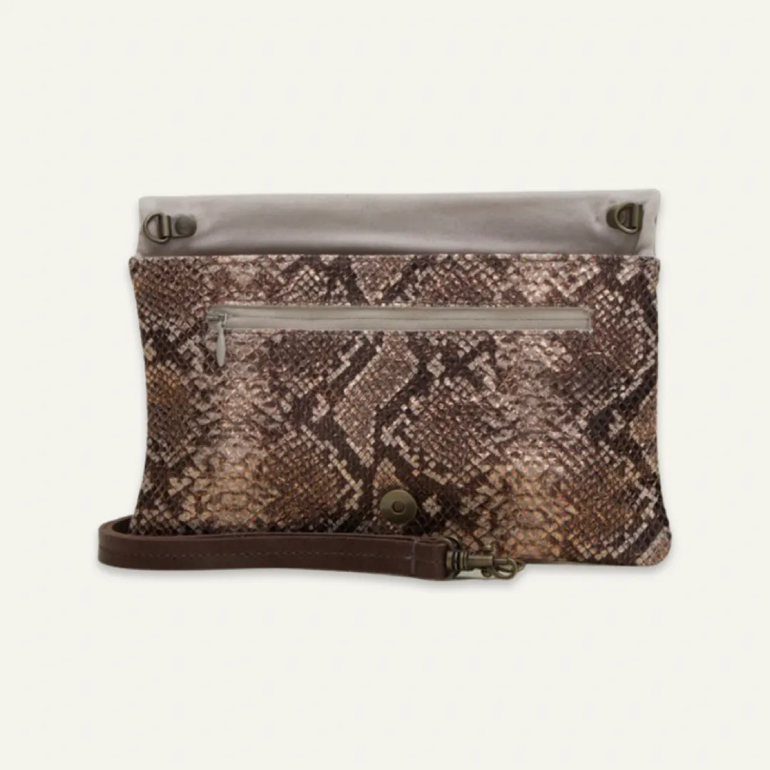 Belt Bag | Brown Snake Print Leather "The Rosie"