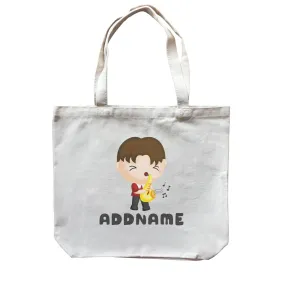 Birthday Music Band Boy Playing Saxophone Addname Canvas Bag