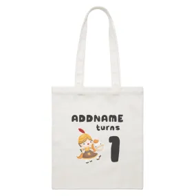 Birthday Royal Knight Boy Ridding Horse Addname Turns 1 White Canvas Bag