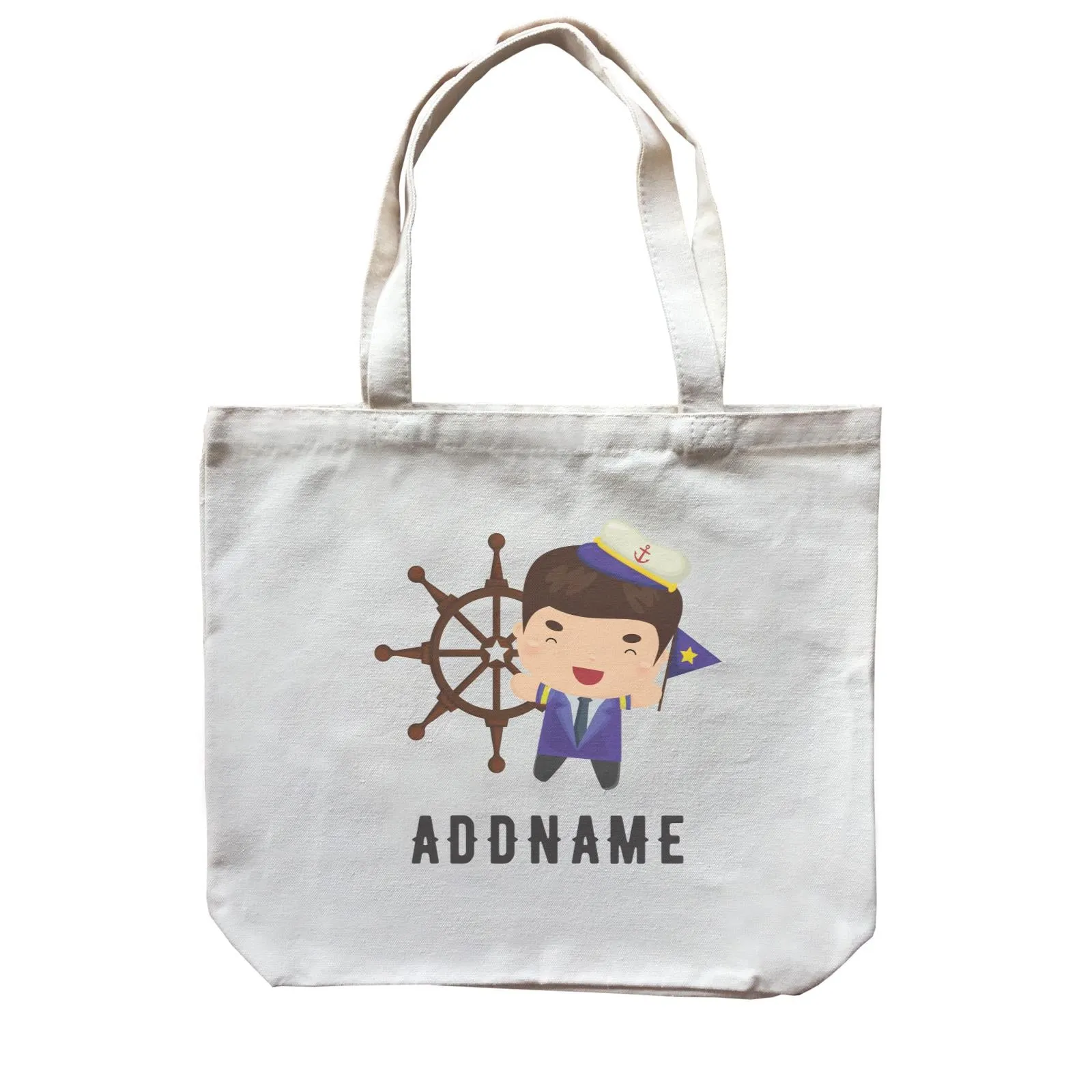 Birthday Sailor Boy Ship With Wheel Addname Canvas Bag