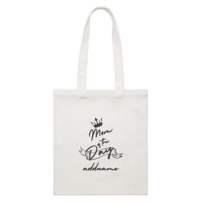 Birthday Typography Mom Of The Day Addname White Canvas Bag