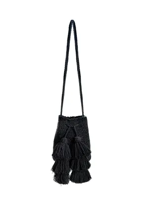 Black Mini Mochila Purse with Tassels