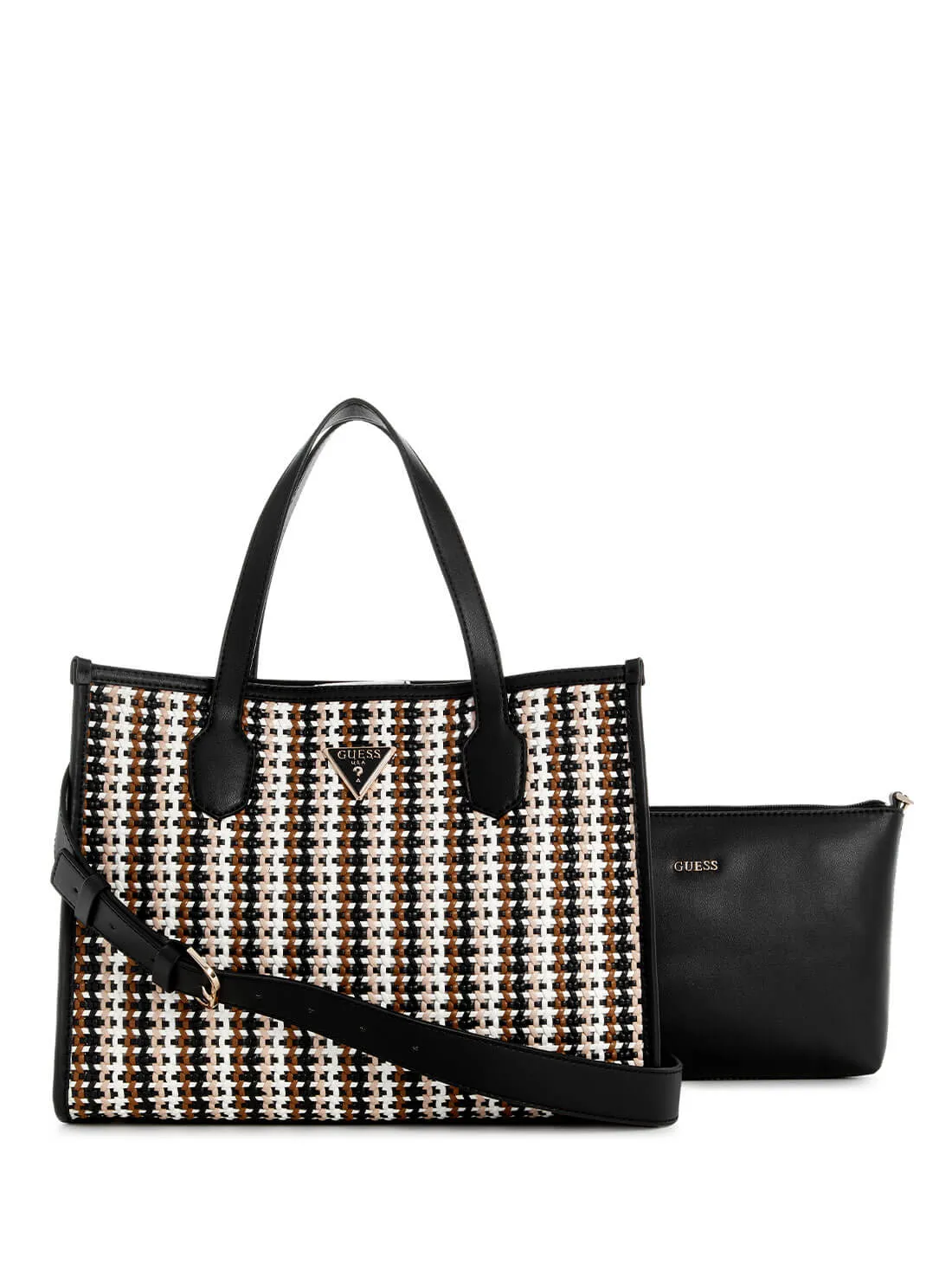 Black Multi Woven Silvana Tote Bag