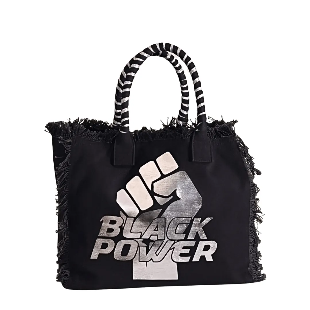 Black Power Shoulder Tote - Mesh - Blk/Silver