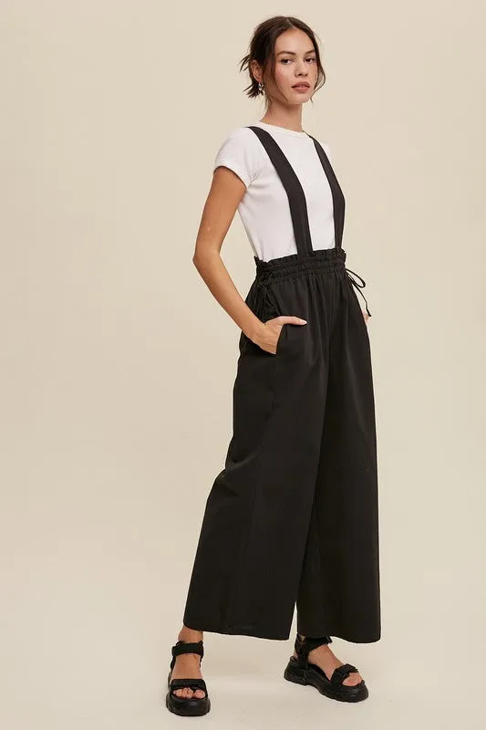 Black Suspender Style Wide Leg Jumpsuit