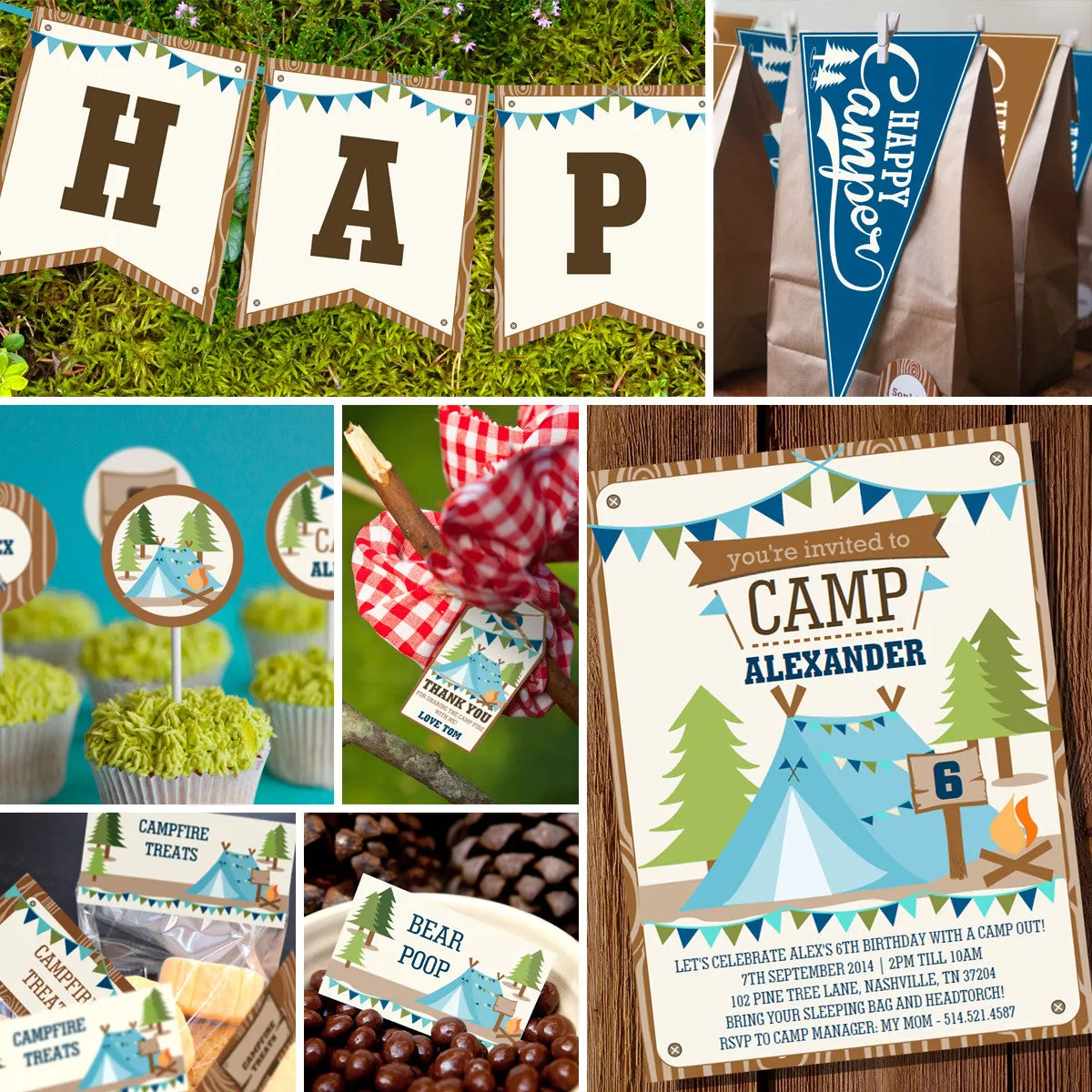 Boys Camping Party Full Party Set | Backyard Campout Party Decorations