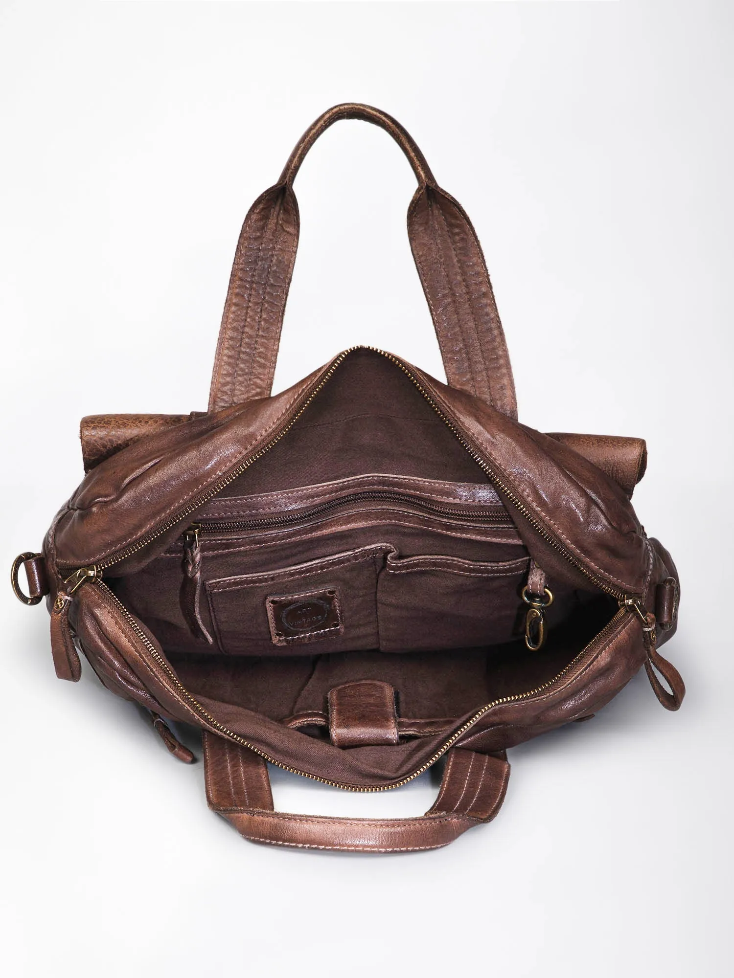 Brown Vintage Leather Laptop Bag For Men & Women By Art N Vintage