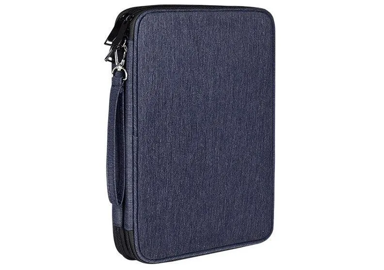 Business And Leisure Double Zipper Notebook Bag-Navy Blue